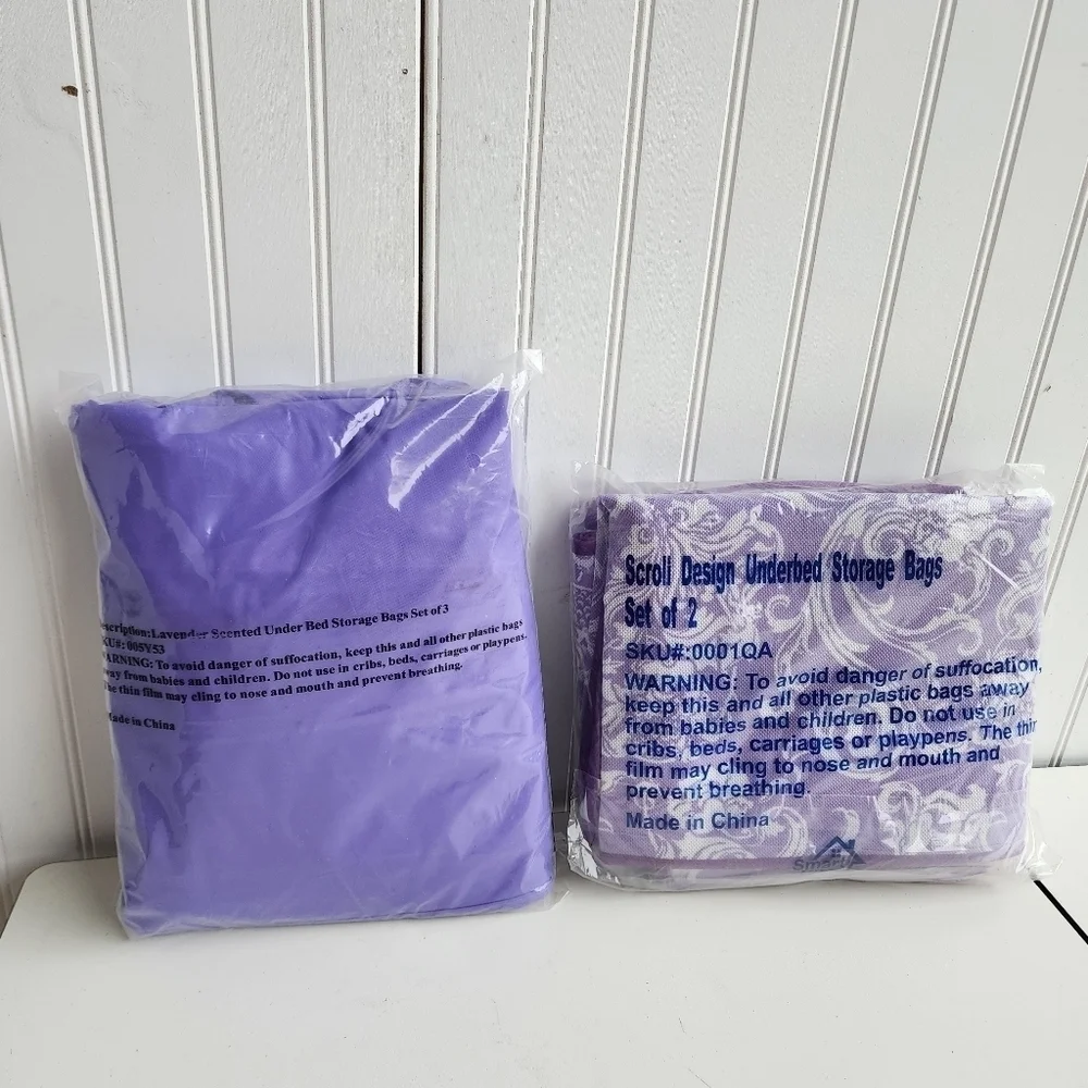 Set Of 5 Smart Home Essentials For Living Underbed Storage Bags Scroll Design